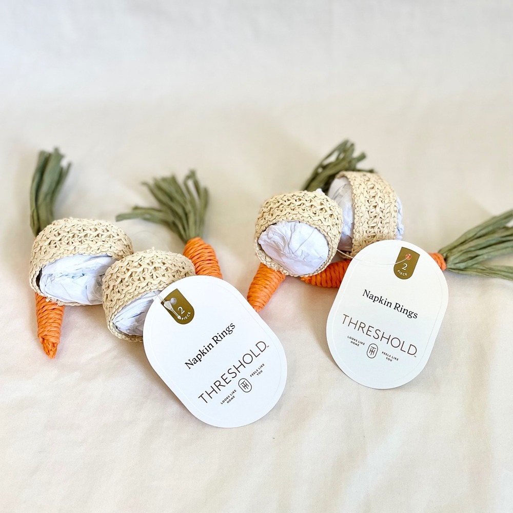 Threshold Carrot‎ Napkin Rings Set of 4 Woven Easter Spring Table Decor Orange